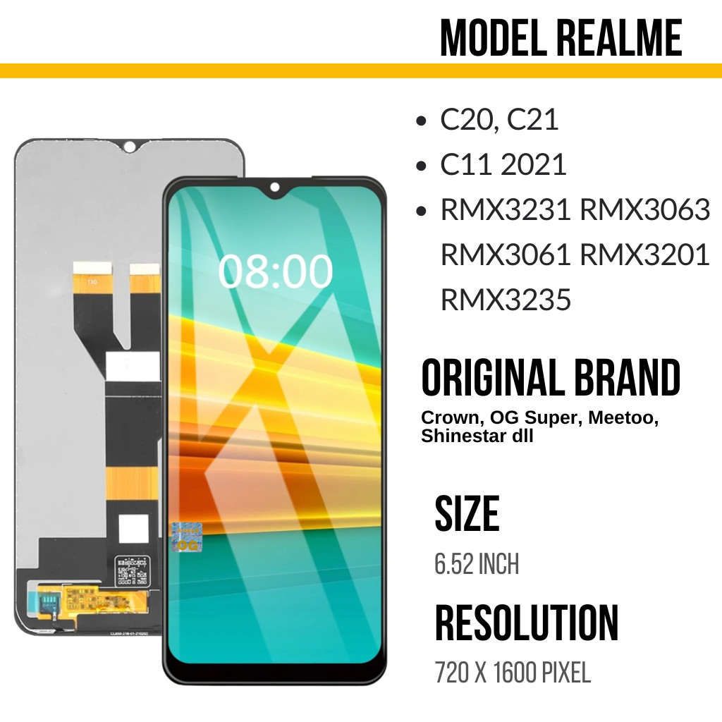 Jual lcd TS realme Realmi c11 2021, c21, c20 Narzo 50i RMX3231 RMX3063 ...