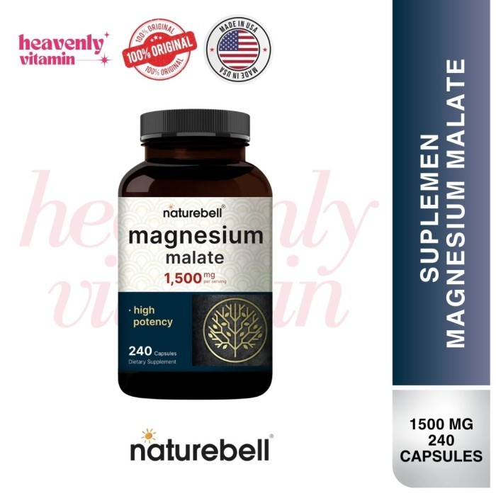 Jual Naturebell Magnesium Malate 1,500mg- 240 Capsules Non-GMO, Gluten ...