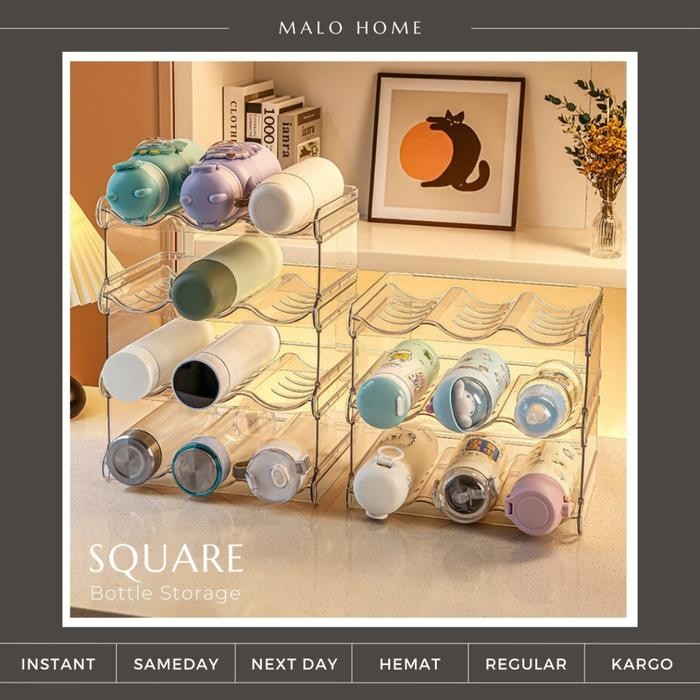 Jual MALOHOME - 6-9 BOTOL SQUARE Storage Bottle Transparent Tempat ...