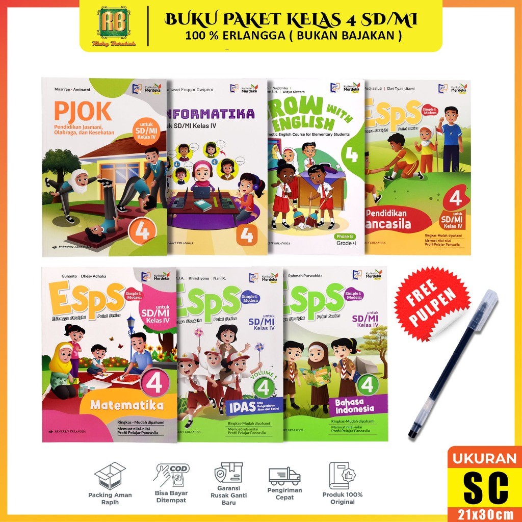 Jual Buku Kurikulum Merdeka Kelas 4 SD Erlangga Lengkap ESPS Buku ...