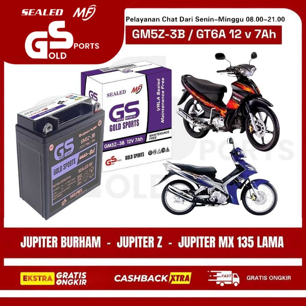 GOLD SPORTS GM5Z-3B 12 V 7AH Aki Full Kering Motor Yamaha Jupiter Z BURHAM 135 LAMA Accu Gel MF Battery 5AH GT6A