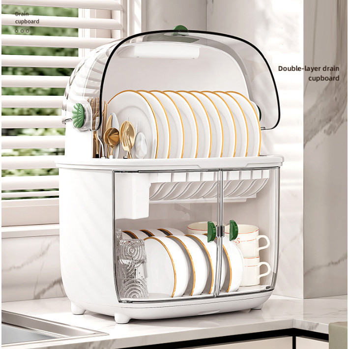 Jual Rak Piring 2 Tingkat Dengan Tutup Dish Drying Rack Rak Piring ...