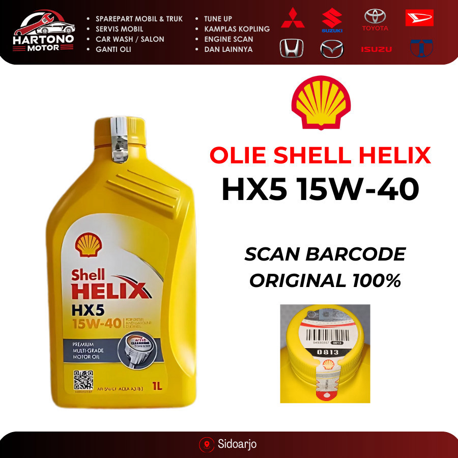 Jual Oli Mobil Shell Helix HX5 15W-40 1 Liter Original Barcode Scan ...