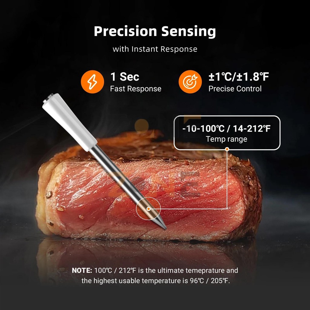 Jual Termometer Daging Wireless Alat Ukur Kematangan Daging Portabel ...