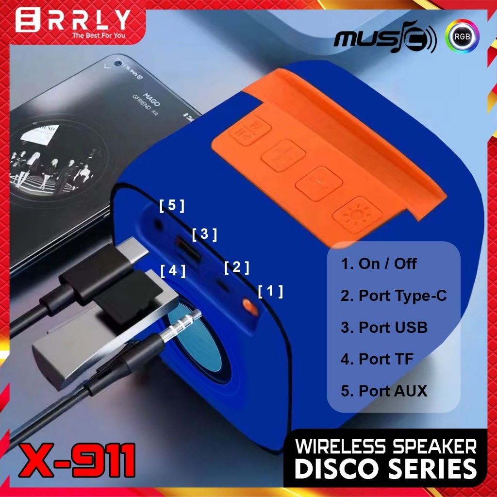 Jual ERRLY X911 Speaker Bluetooth Wireless LED RGB Speker Portable ...