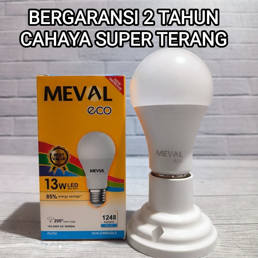 Jual MEVAL ECO LAMPU LED BULB 13W CAHAYA PUTIH SNI BERGARANSI 2 TAHUN ...