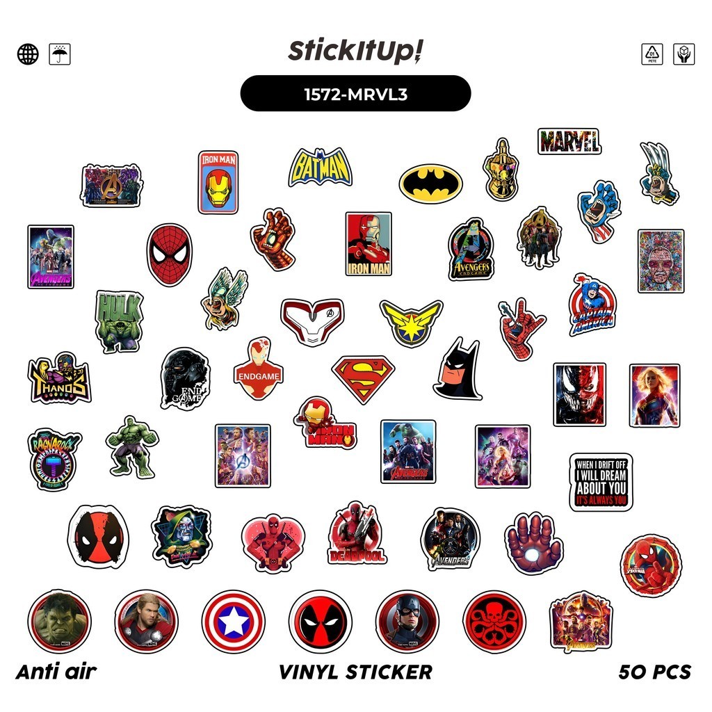 Jual COD 100 Pcs Stiker Pack Marvel Superhero v2 Lucu Aesthetic Vynil ...