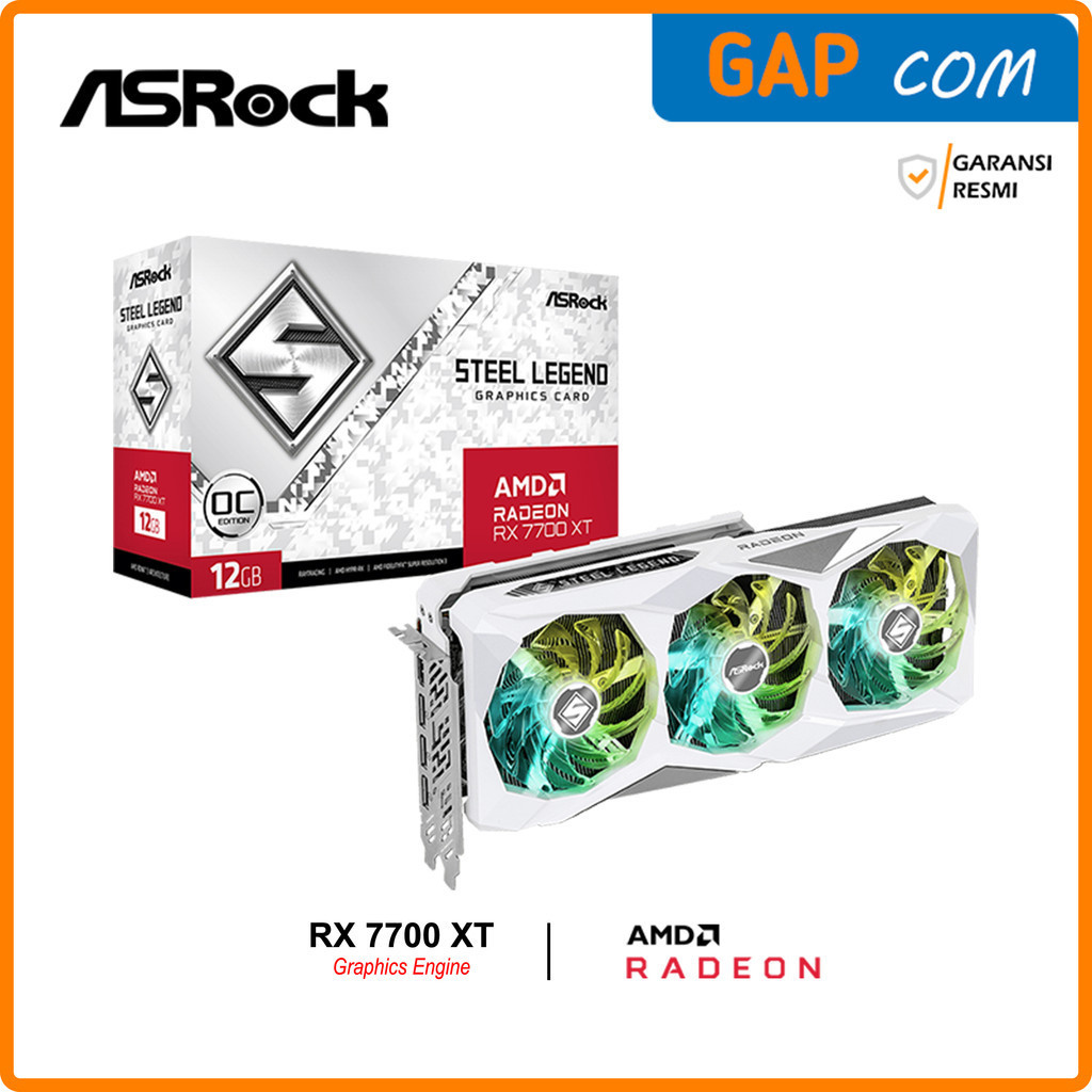 Jual VGA ASRock AMD Radeon RX 7700 XT Steel Legend OC 12GB GDDR6 Triple ...