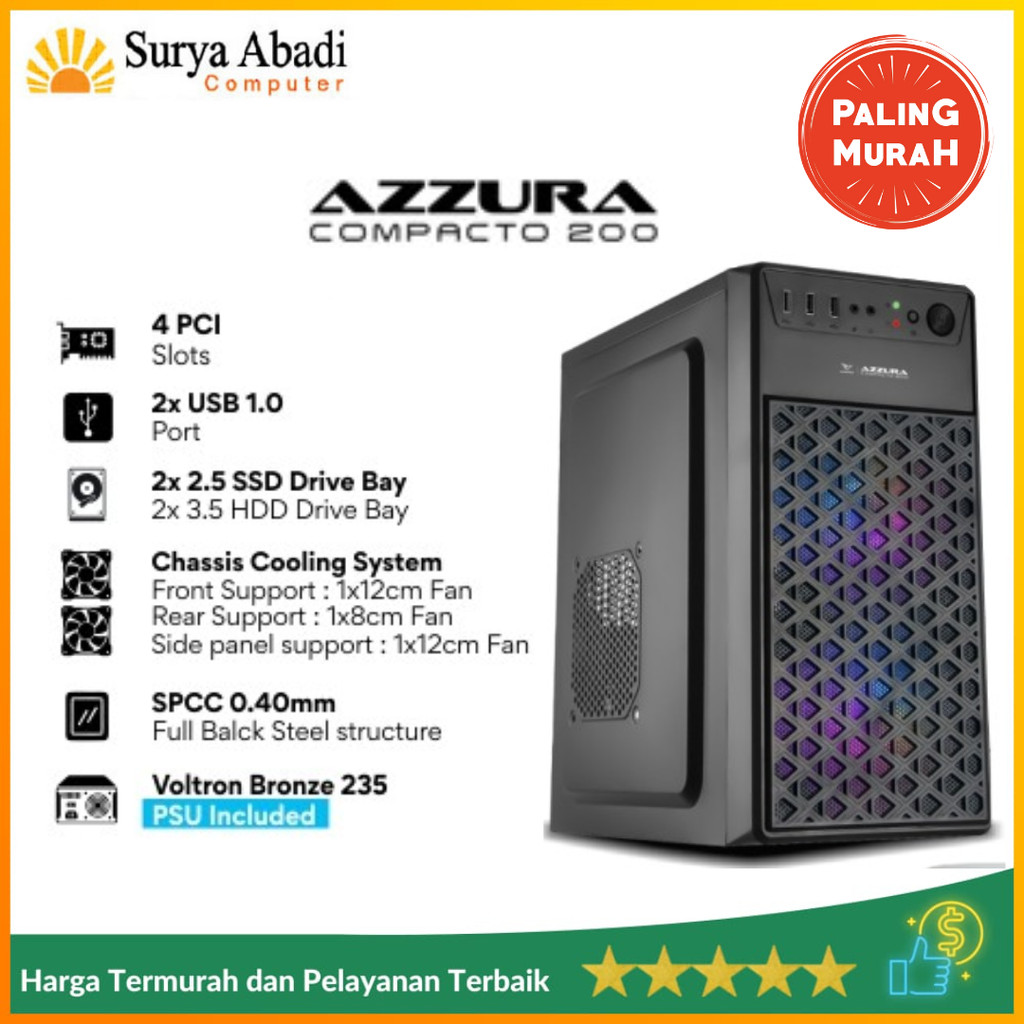 Jual Casing PC Alcatroz Azzura Compacto 200 m-Atx with PSU Voltron ...