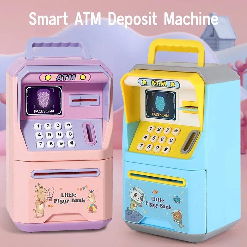Jual Cute Cartoon ATM Machine Money Bank with Face Unlock Fingerprint ...