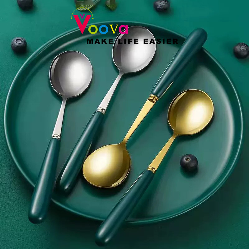 Jual VOOVA Alat Makan Stainless Steel/ Sendok Berlapis Titanium /Sendok ...