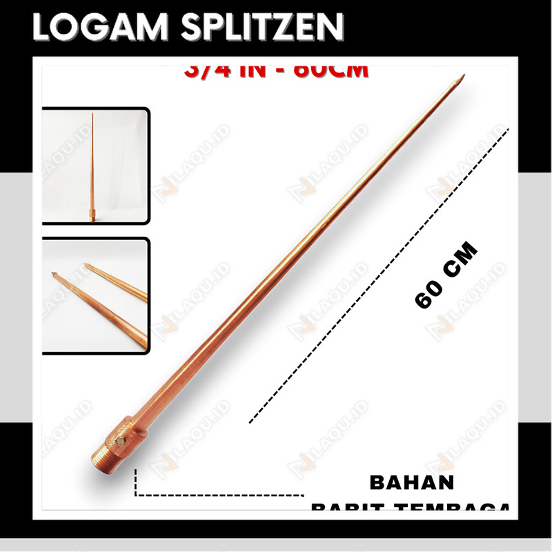 Jual SPLITZEN PENANGKAL PETIR UKURAN 60 CM 3/4 BABIT TEMBAGA | Shopee ...