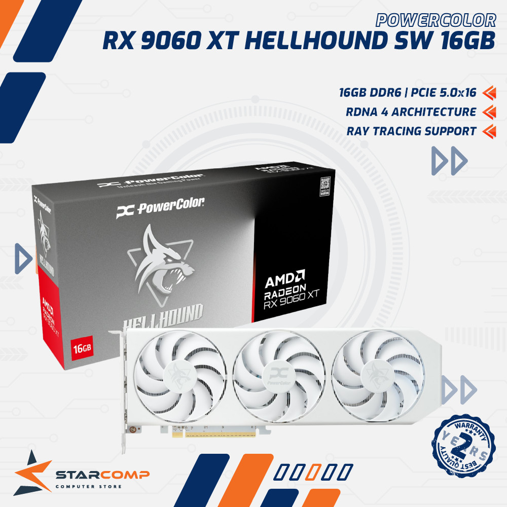 Jual PowerColor RADEON RX 9060 XT HellHound SPECTRAL WHITE 16GB VGA ...