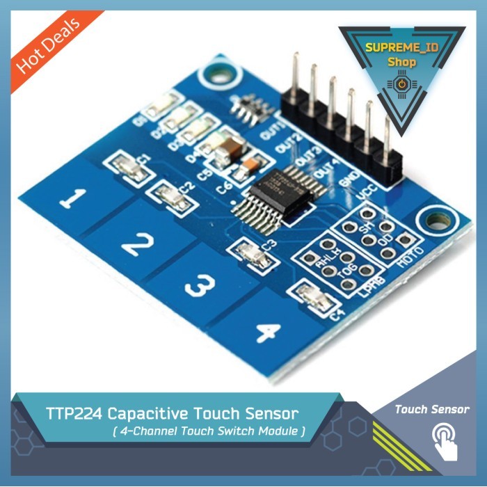 Jual TTP224 4-Pad / Channel Capacitive Touch Sensor Module for Arduino ...