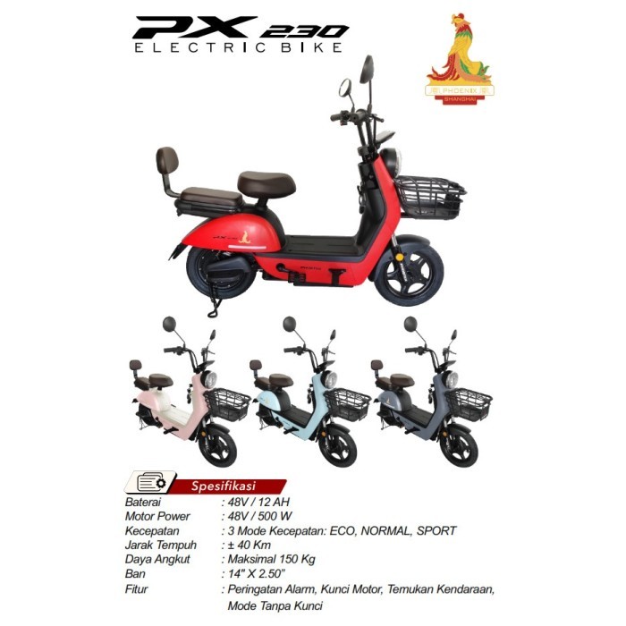 Jual Sepeda Listrik Phoenix PX 230 500 Watt Electric Bike - Garansi ...