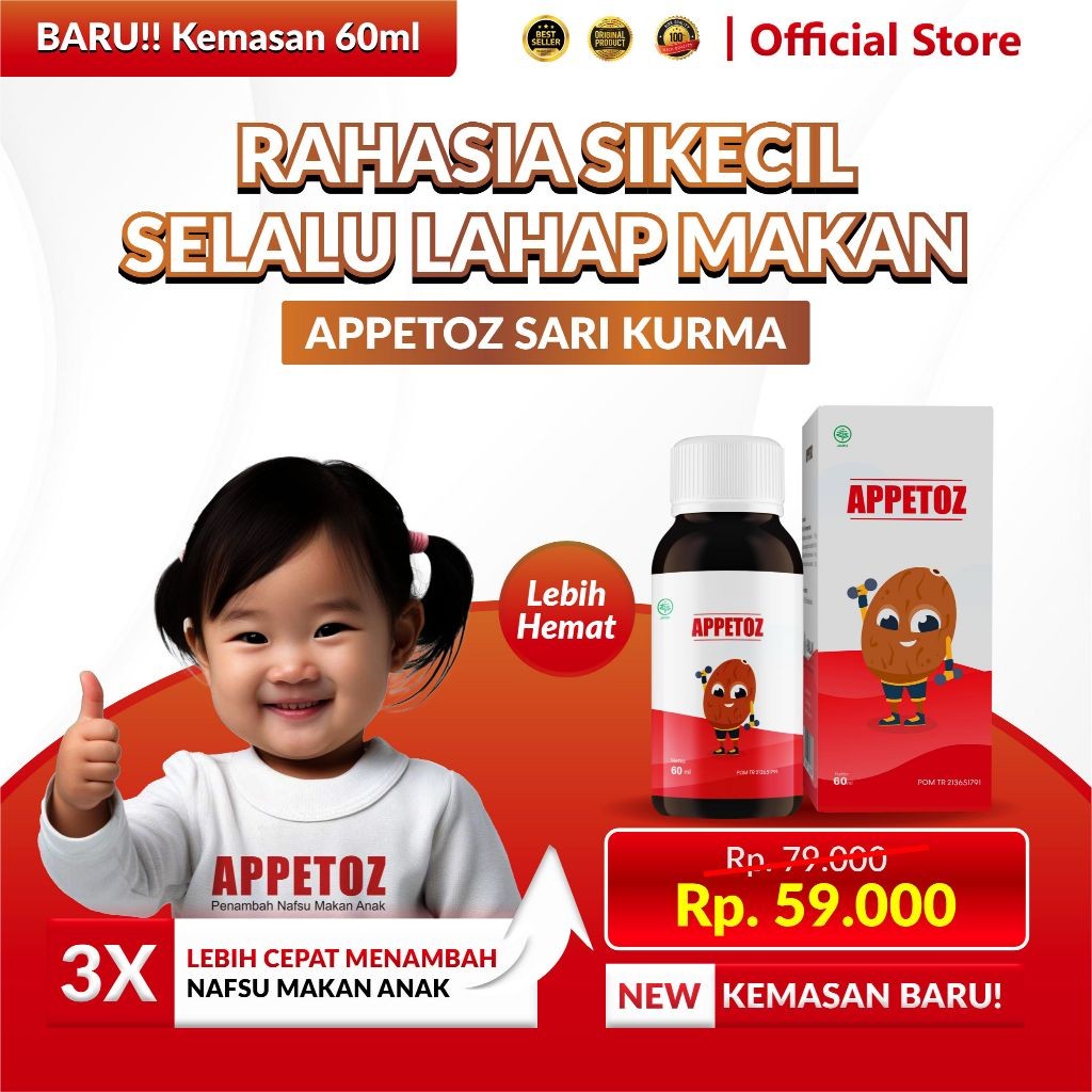 Jual Appetoz Sari Kurma 60ml - Penambah Nafsu Makan Anak - BPOM - Halal ...