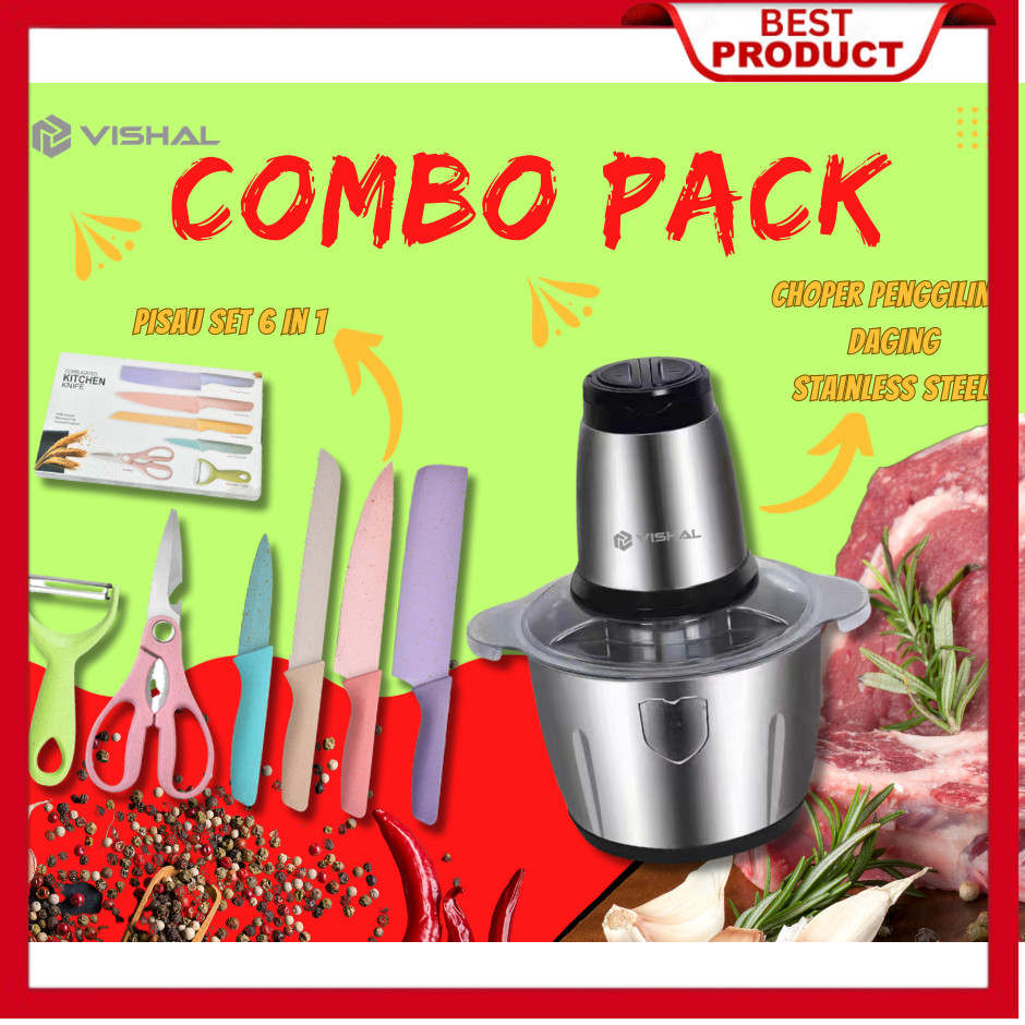 Jual (COD) Paket Combo Spesial Penggiling Daging Stainless Steel 2L ...