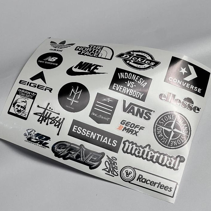 Jual Stiker pack Logo brand hitam putih Glossy - Desain Eksklusif untuk ...