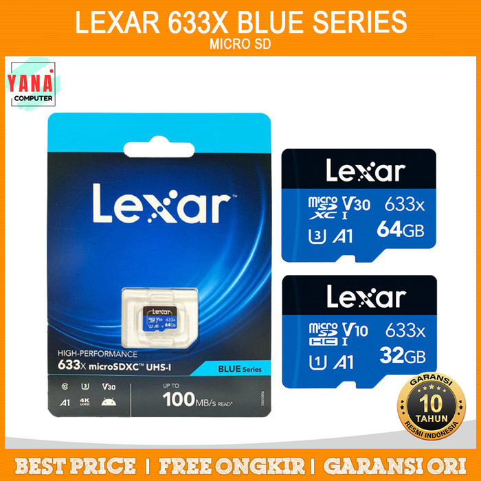 Jual MicroSD LEXAR High Performance MicroSDHC BL 633X Upto 95Mbps 32GB ...