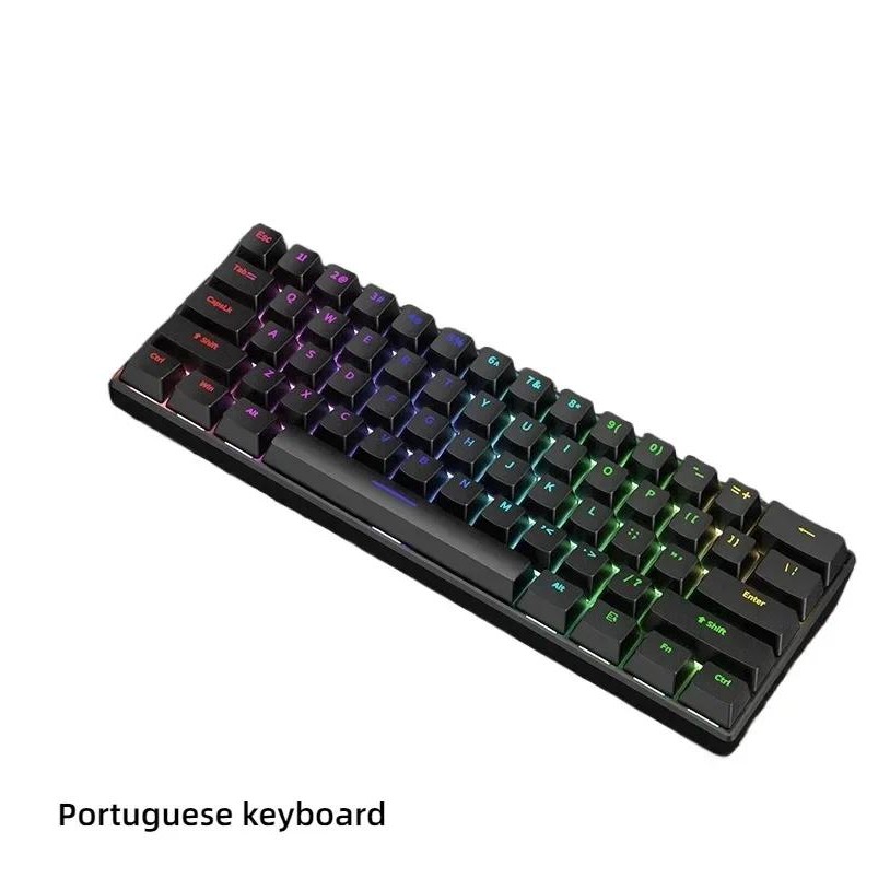 Jual Spanish mechanical keyboard 60% white USB wired Gaming portuguese ...