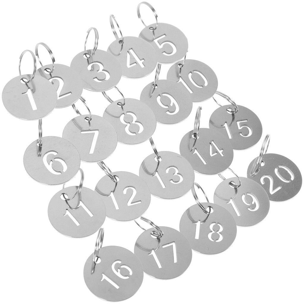 Jual 20 Pcs Stainless Steel Numbered Plate Key Labels With Rings Tags ...