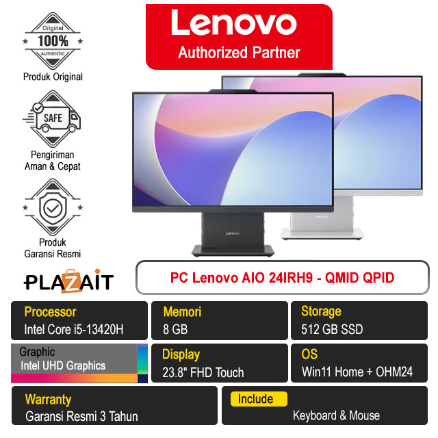 Jual Lenovo PC AIO 24IRH9 QMID QPID /Intel Core i5-13420H/8GB/512GB SSD ...