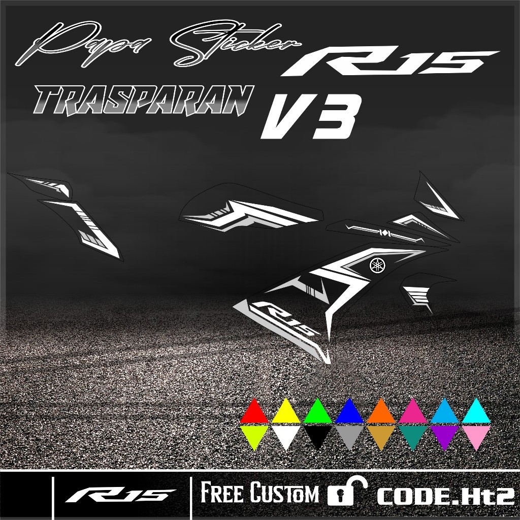 Jual TRANSPARAN Striping R15 V3 STICKER MOTIF Transparan papa Ht2 ...