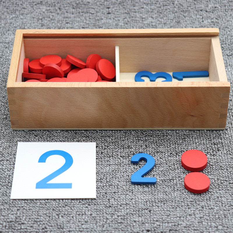 Jual Kids Wooden Montessori Cognitive Cards Number Counting Math Game ...