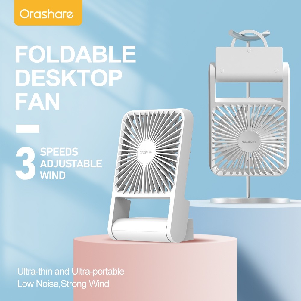Jual Orashare DF02 Portable Desk Fan Rechargeable Foldable Table Fan 3 ...