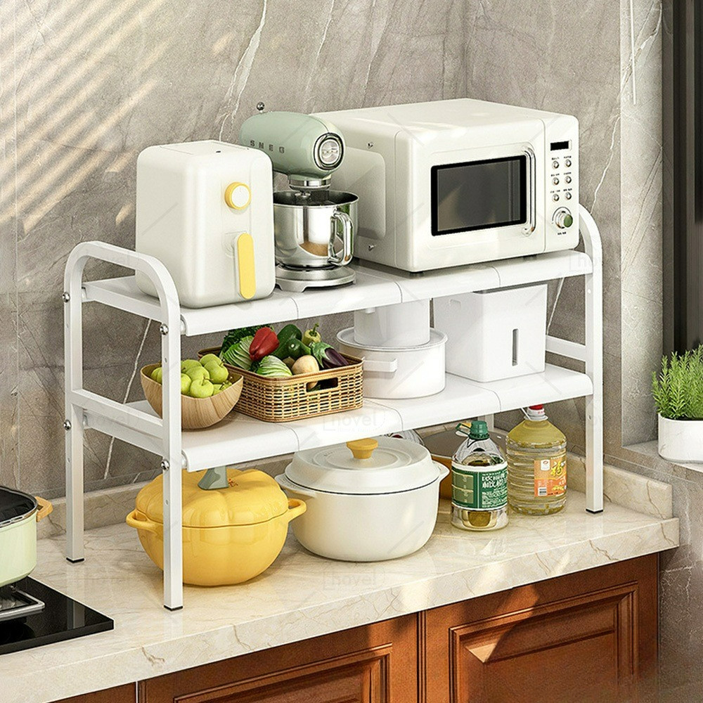 Jual Adjustable Kitchen Rack Stainless Steel Organizer Storage Shelf ...