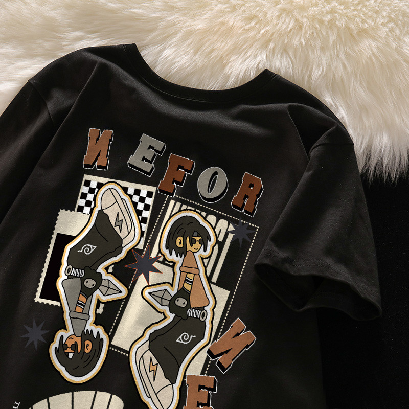 Jual Po floret Hitam Washed Tshirt Oversize Wanita Retro Style Huruf ...