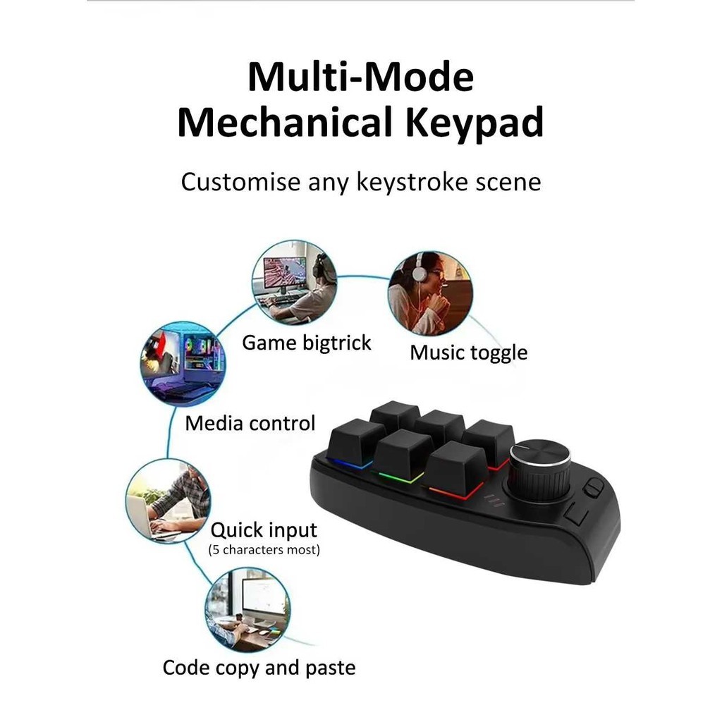 Jual TM - Keyboard Macro Bluetooth Wired Mechanical Shortcut 6 Key 1 ...