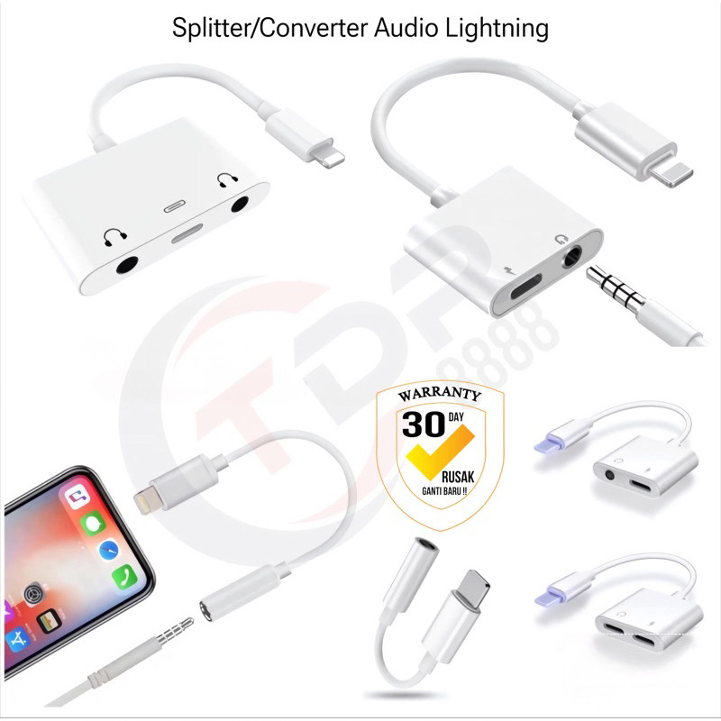 Jual Converter Lightning To Jack Audio 3,5mm Splitter Sambungan Audio ...