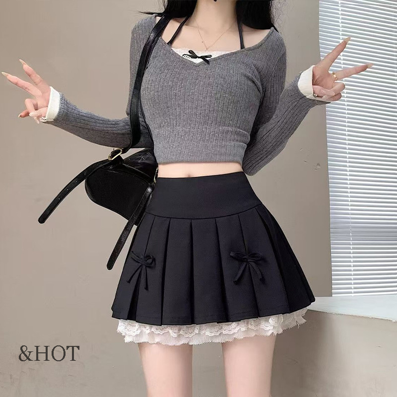 Jual Rok Pendek A-line Niche Hot Girl Rok Lipit Design Sense Rok ...