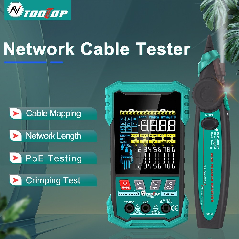 Jual TOOLTOP 400M Network Cable Tester POE Test Cable Mapping AC/DC ...