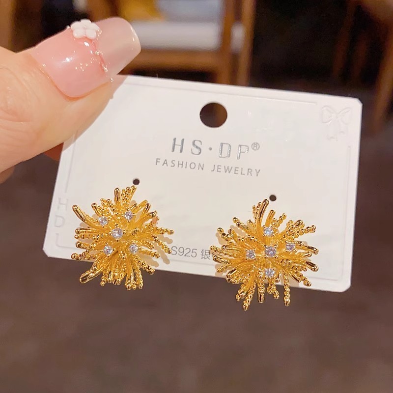 Jual Anting kembang api emas dandelion baru, desain ceruk, klip telinga ...