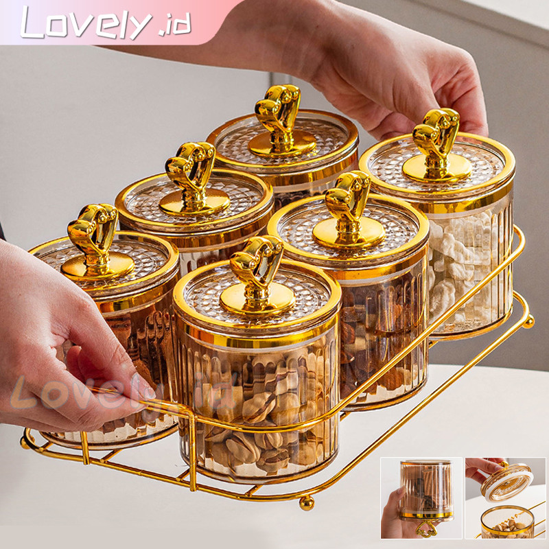 Toples Set Dengan Nampan Guci Makanan Penyimpanan Dapur Kue