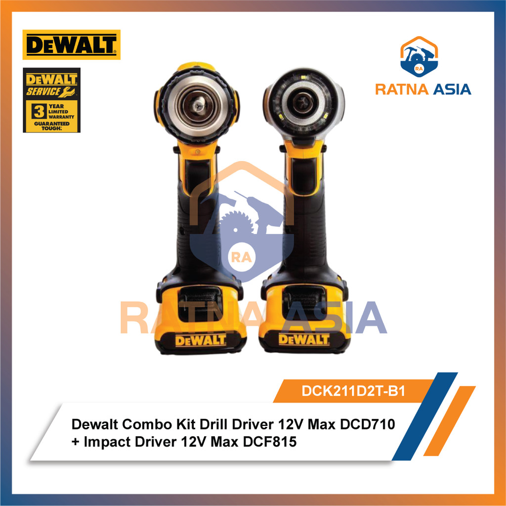 Jual Dewalt DCK211D2T Combo Kit Drill Driver 12V Max DCD710 + Impact ...