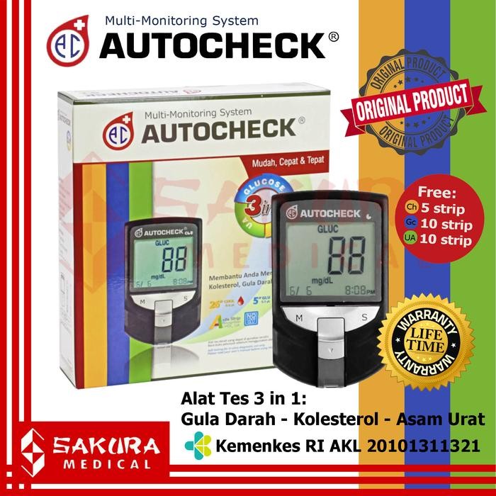 Jual AUTOCHECK 3 in 1 SET Multi-Monitoring Test - Alat Cek Gula Darah ...