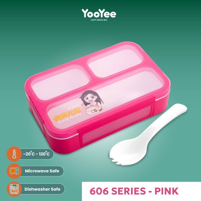 Jual MZ Kotak Makan Yooyee Mini #606 (3sekat) - Merah Muda | Shopee ...
