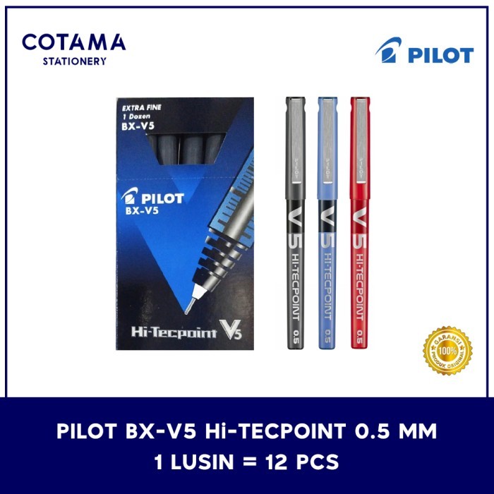 Stylos Roller Pilot V5 Hi-Tecpoint - Lot De 3 (noir, Bleu, Vert), Pointe 0,5mm