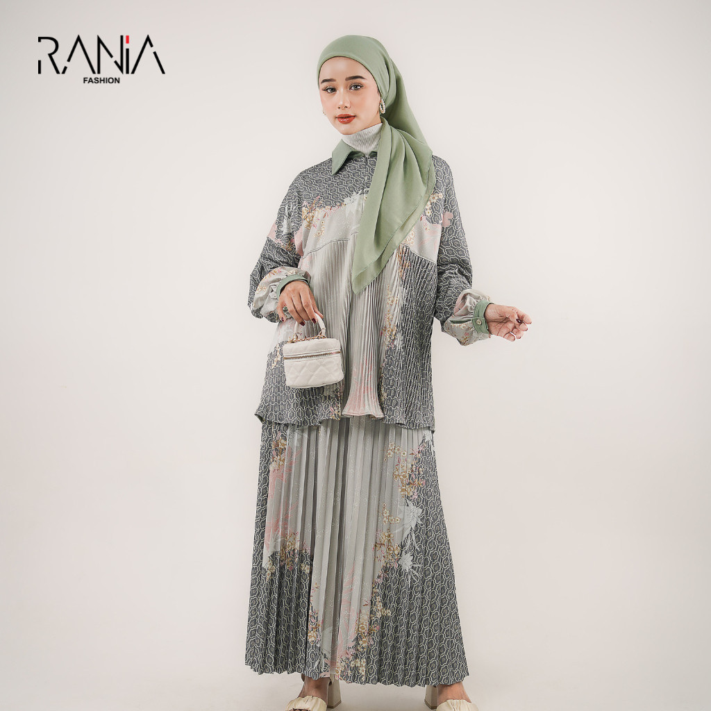 Jual Setelan Rok Plisket Premium Motif Dahlia By Rania Fashion | Shopee ...