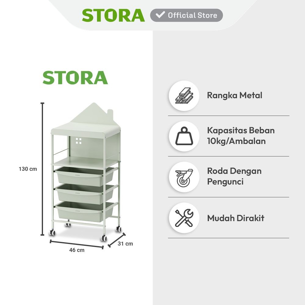 Jual Stora Rak Troli Anak 3 Tingkat - Hijau Tempat Penyimpanan ...
