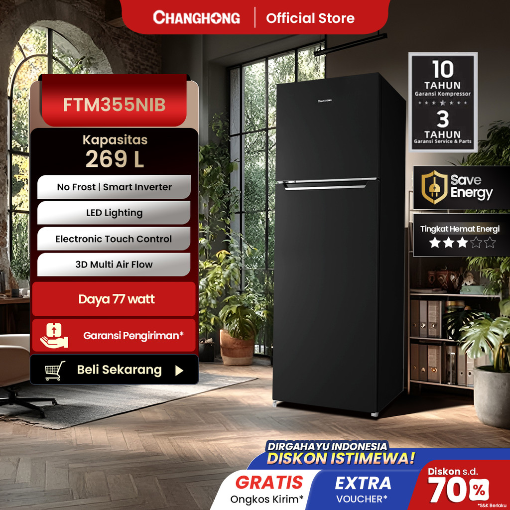 Jual Changhong Kulkas 2 Pintu (Refrigerator) kulkas Inverter No Frost ...