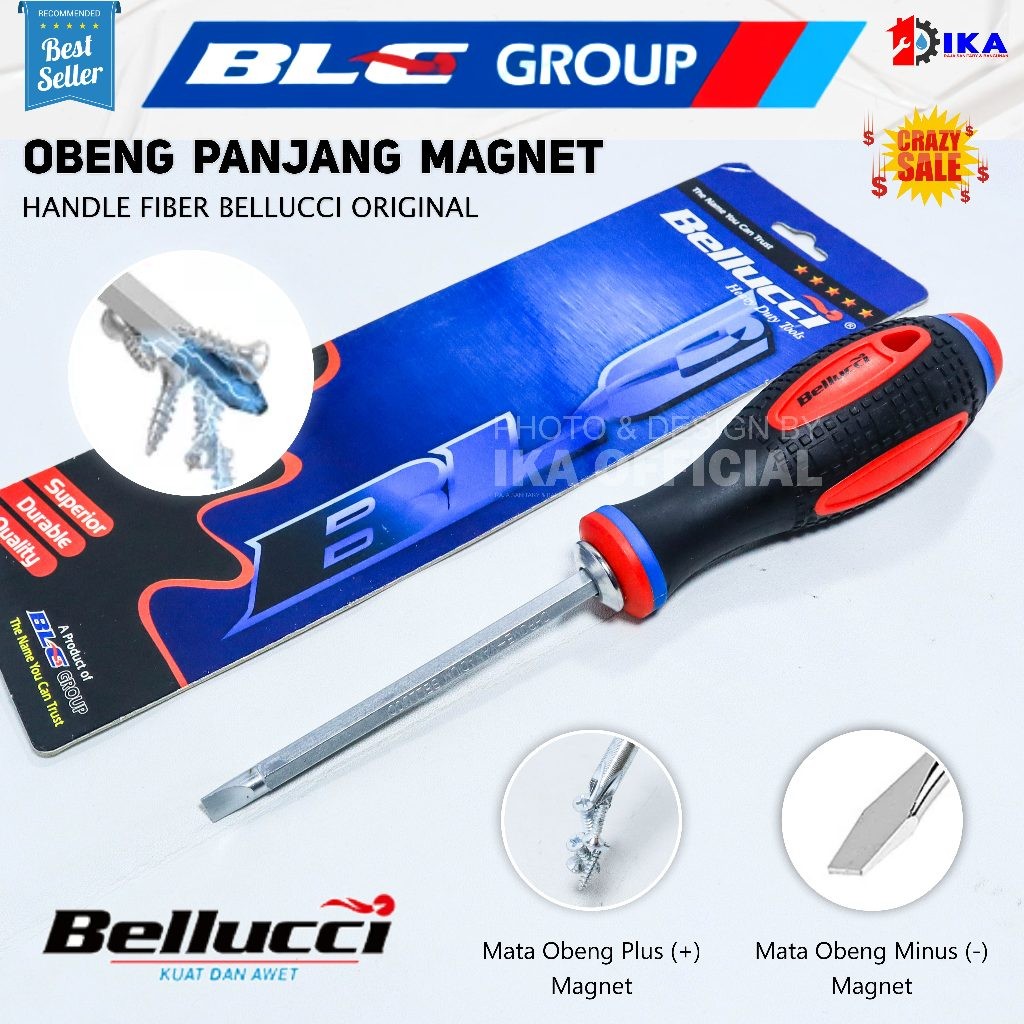 Jual Obeng BELLUCCI Gagang Karet Plus (+) Minus (-) PH2 / Obeng ...