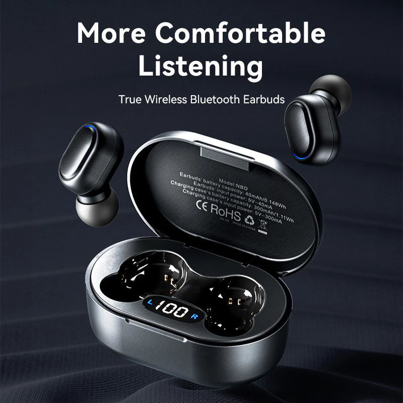 Vention TWS Bluetooth Wireless Headset Earbuds Earphone HiFi LED Display Tiny T15 Series
