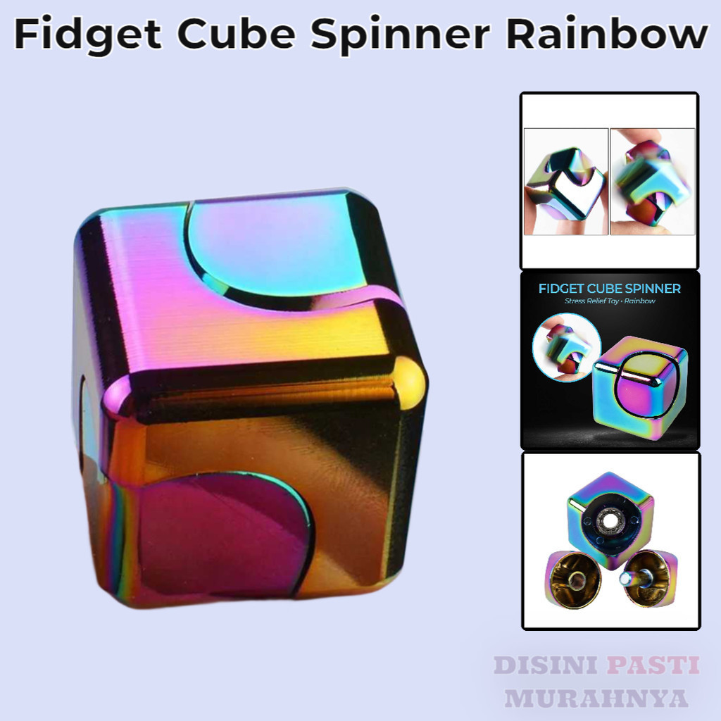 Jual THFS Fidget Cube Spinner Stress Relief Toy Finger Block Rainbow ...