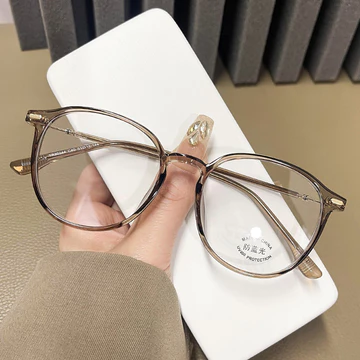 FOMAMATA Kacamata Photocromic Wanita Pria Bluecromic Anti Radiasi Blueray Round Fashion Frame