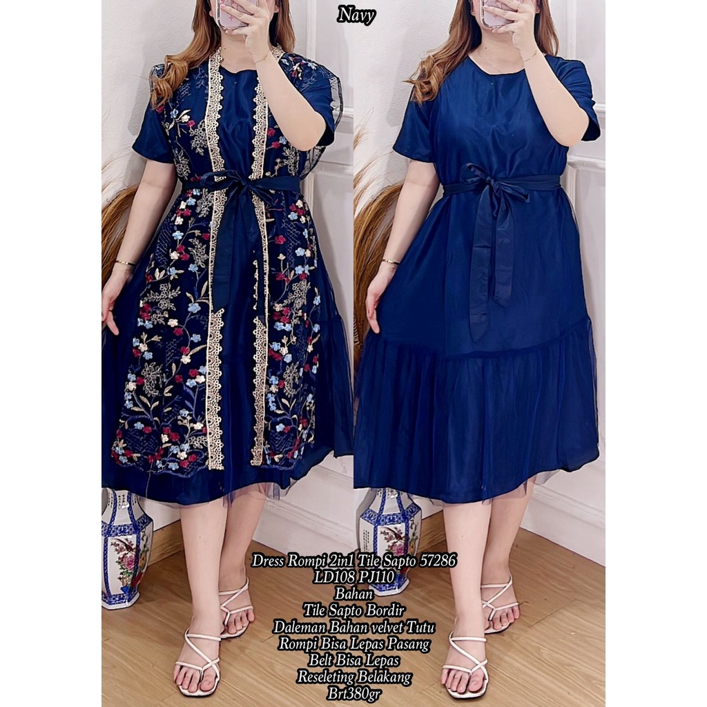 Jual FY DRESS ROMPI WANITA 2IN1 TILE 57286 TILE IMPORT#BAJUIMPORT ...