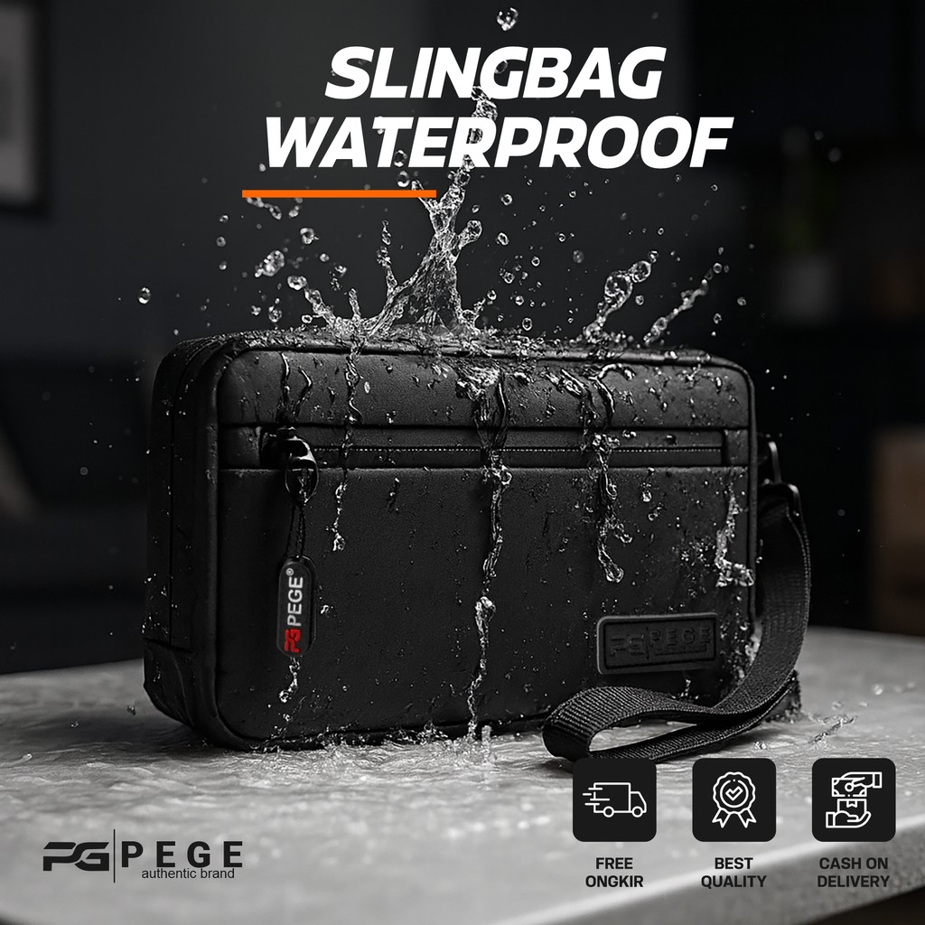 Jual Tas Tangan PEGE Blaise Exclusive Black Waterproof Tas Pria 3in1 ...